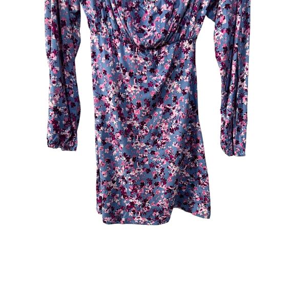 Velvet Torch Womens Medium Blue Pink Floral Long Sleeve Short Dress Swiftie NEW - Picture 5 of 9
